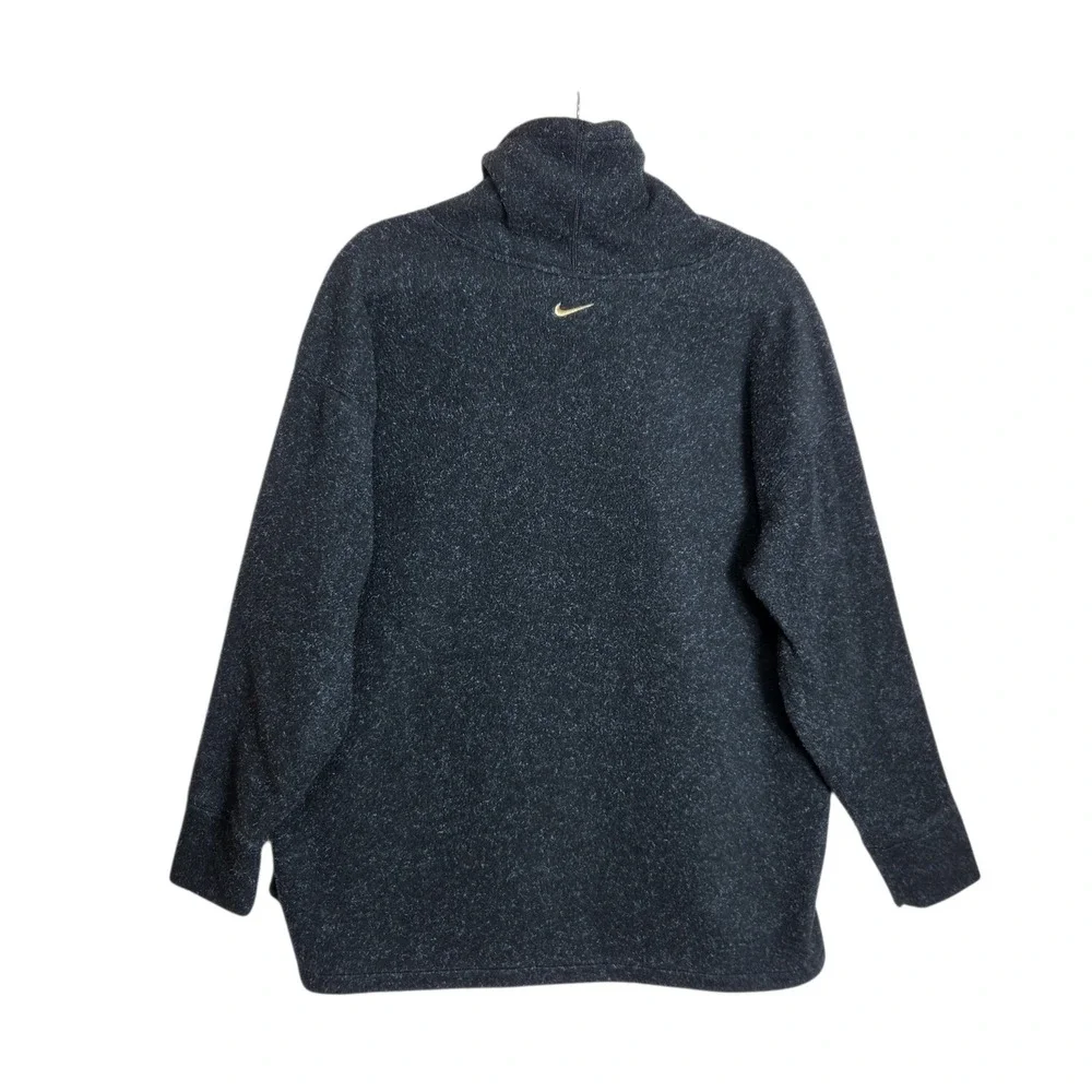 Nike Women Dark Grey Cowl Neck Therma-FIT Fleece Pullover Sweatshirt Medium